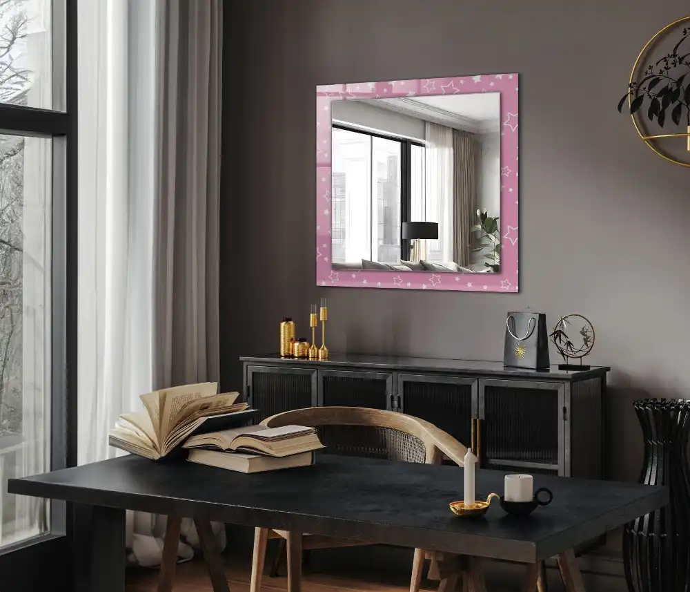 Rectangular wall mirror design Pink stars