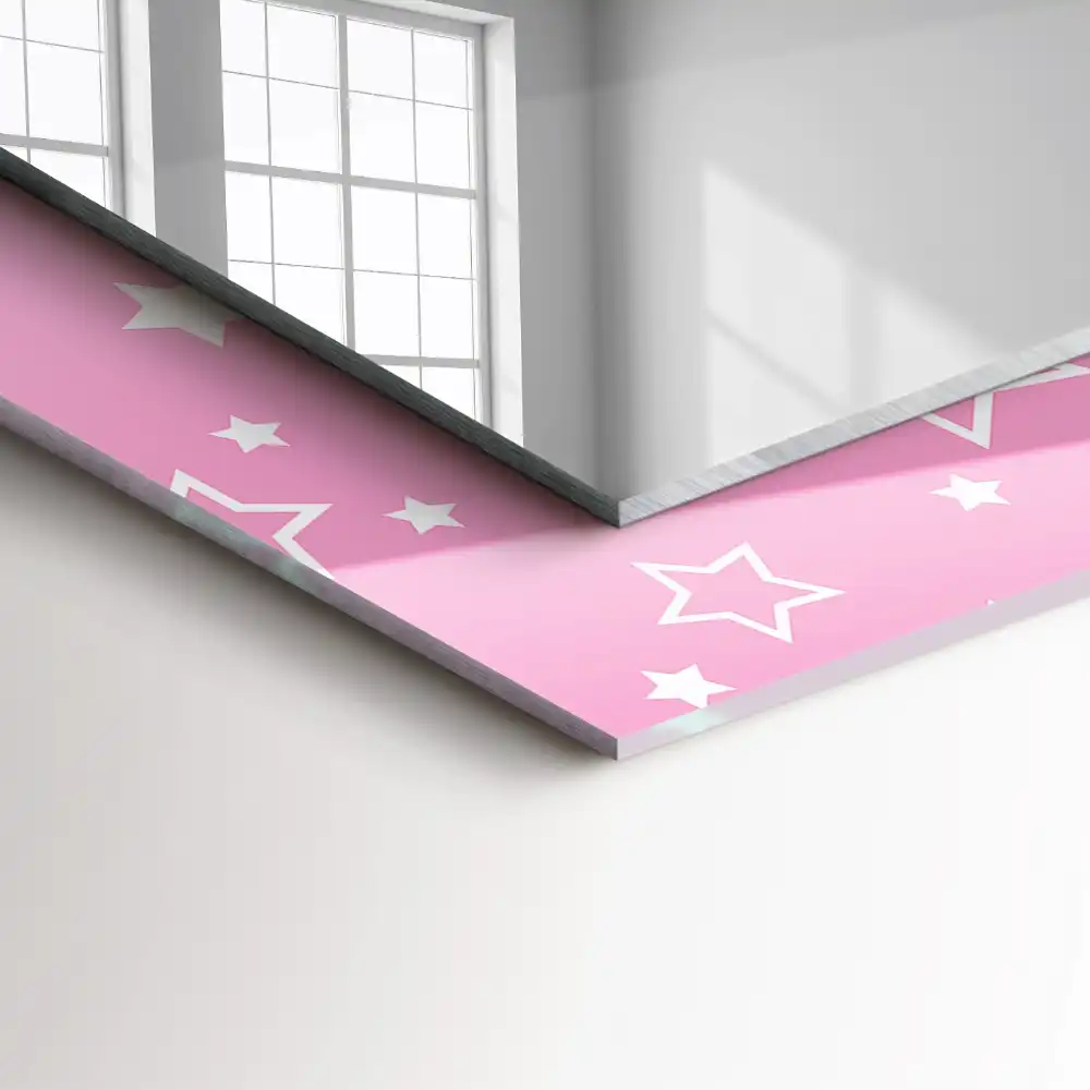 Rectangular wall mirror design Pink stars