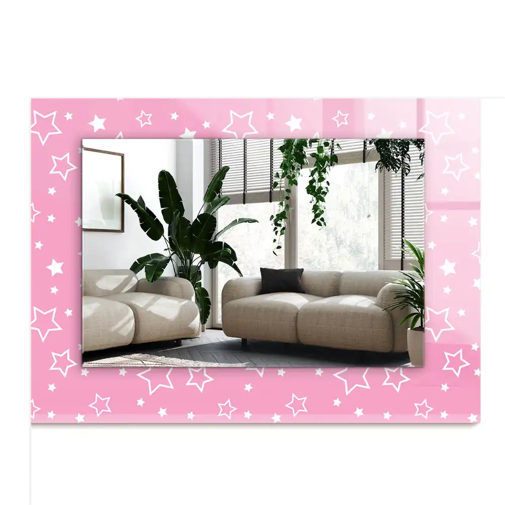 Rectangular wall mirror design Pink stars