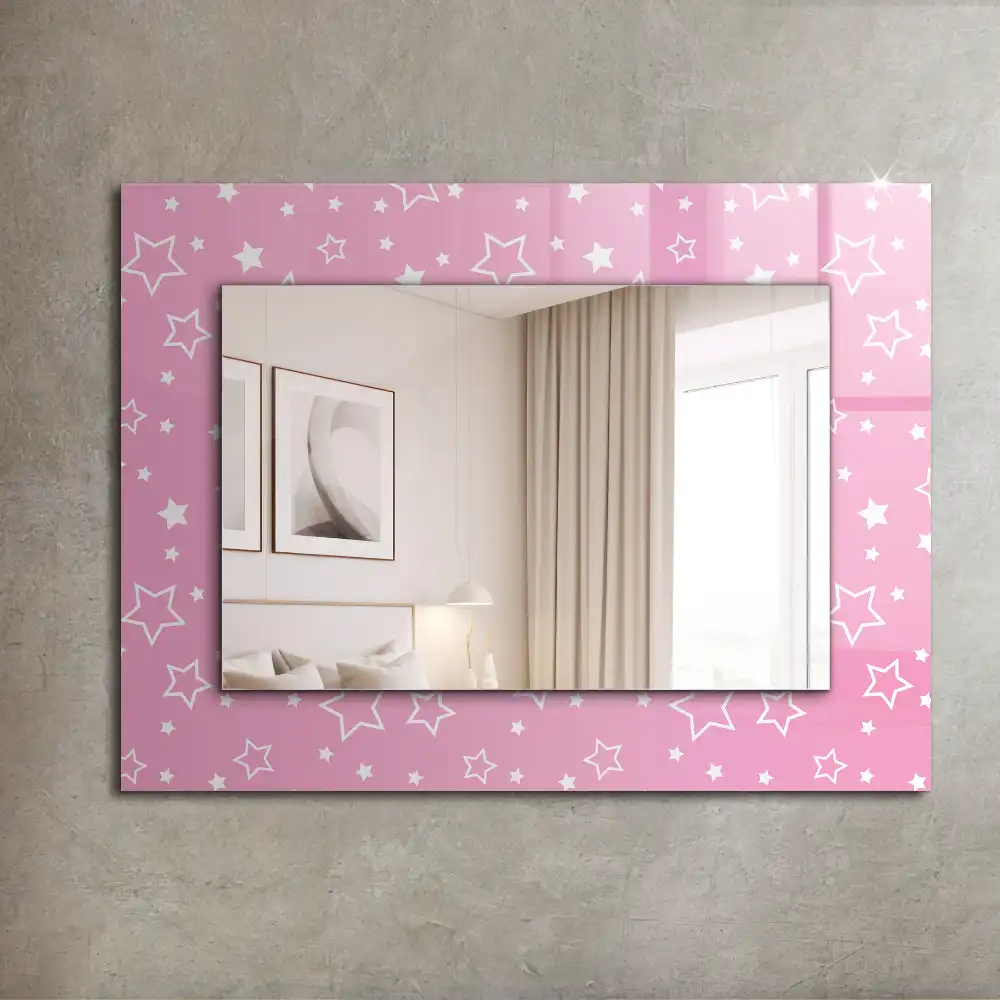 Rectangular wall mirror design Pink stars