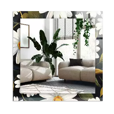 Rectangular decorative mirror White daisy leaves