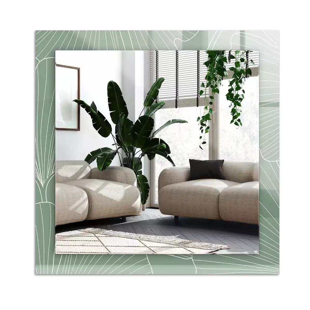 Rectangular mirror print Ginkgo leaves