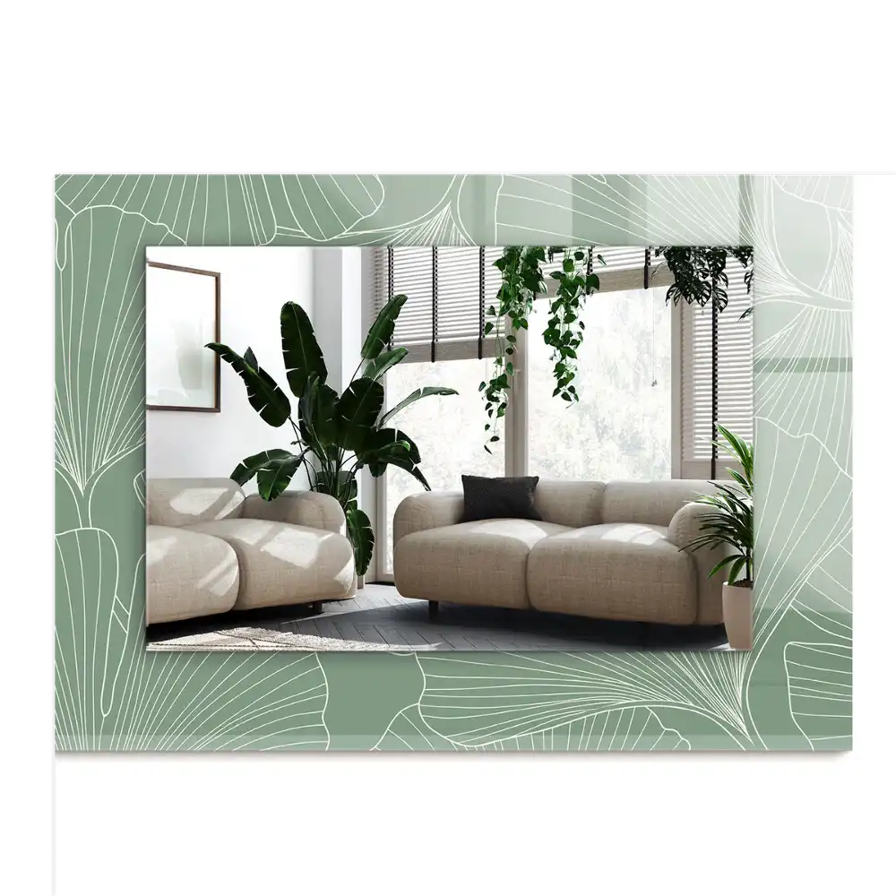 Rectangular mirror print Ginkgo leaves
