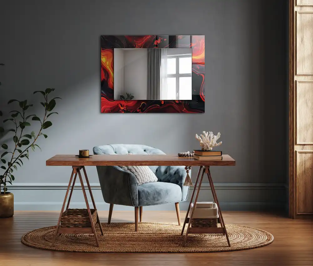 Rectangular wall mirror design Abstract Lava