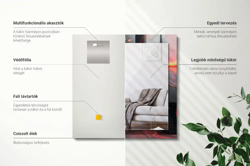 Rectangular wall mirror design Abstract Lava