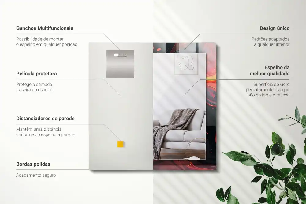 Rectangular wall mirror design Abstract Lava