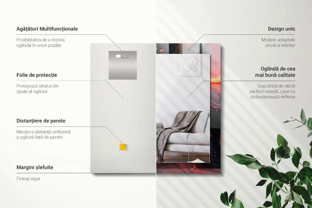 Rectangular wall mirror design Abstract Lava