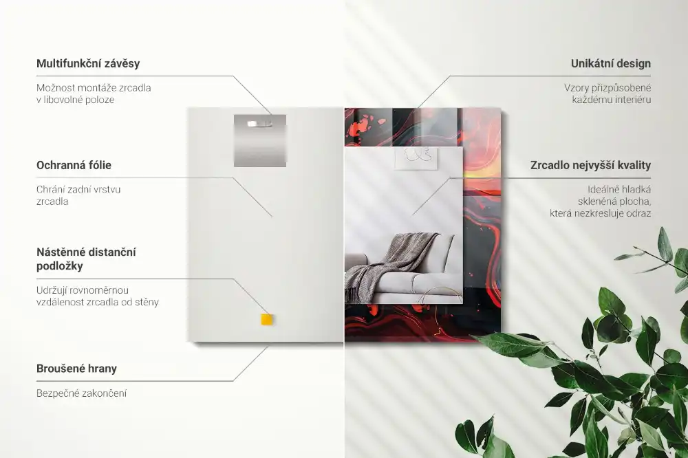 Rectangular wall mirror design Abstract Lava