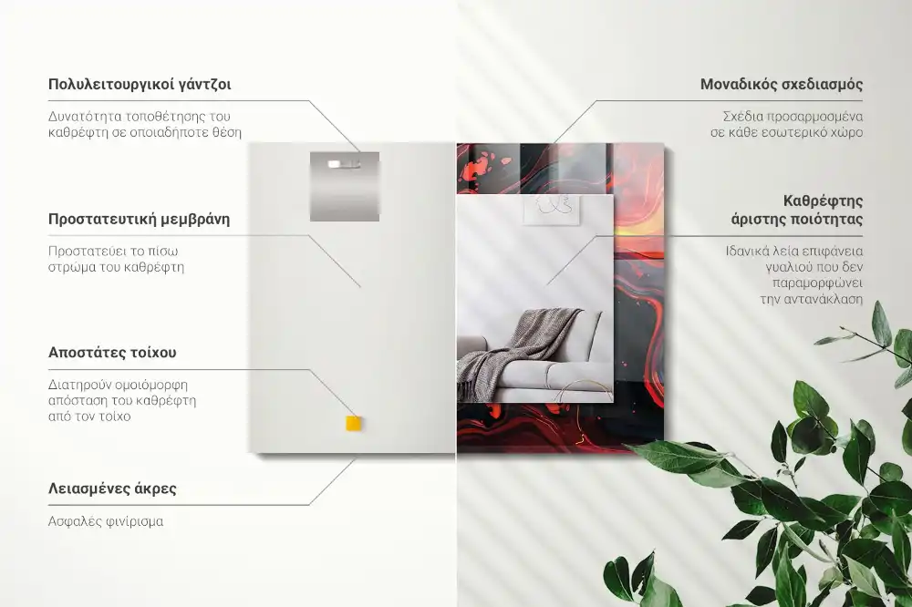 Rectangular wall mirror design Abstract Lava