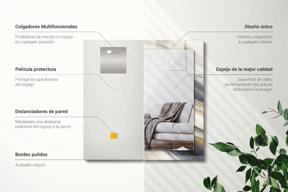 Rectangular decorative mirror Abstract Color Waves