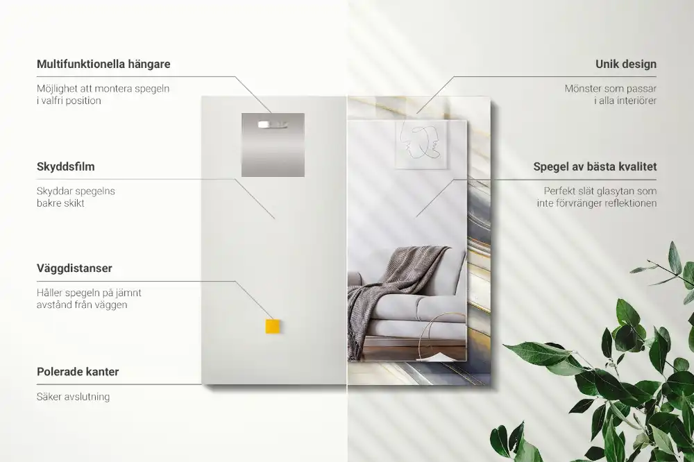 Rectangular decorative mirror Abstract Color Waves