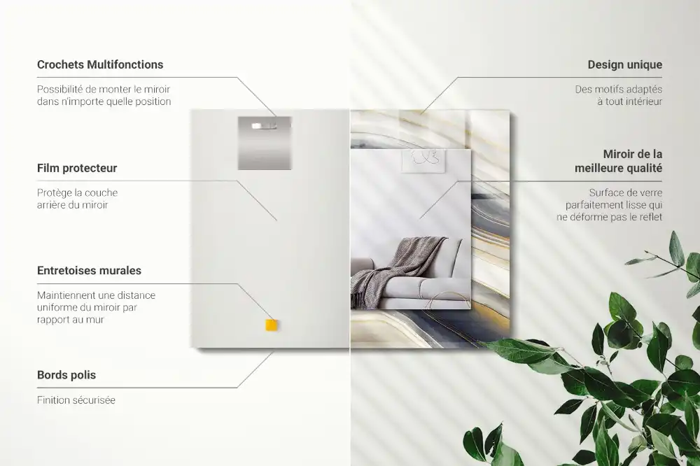 Rectangular decorative mirror Abstract Color Waves