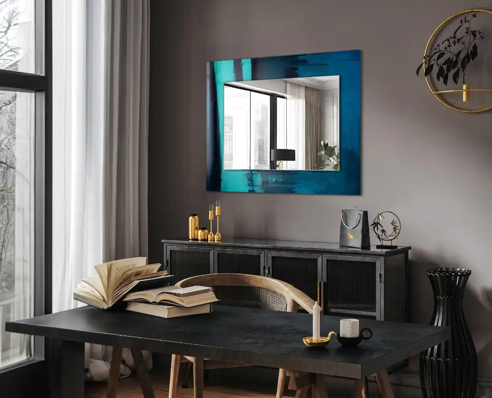 Rectangular mirror print Abstract blue art