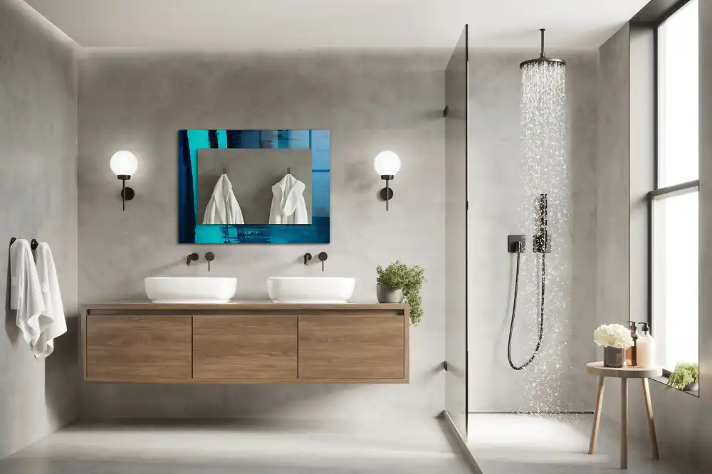 Rectangular mirror print Abstract blue art