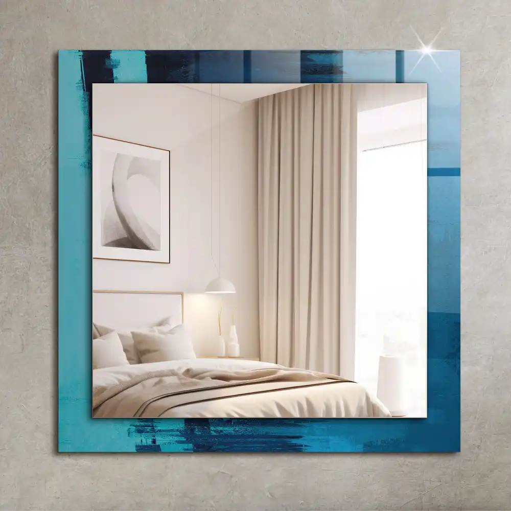 Rectangular mirror print Abstract blue art