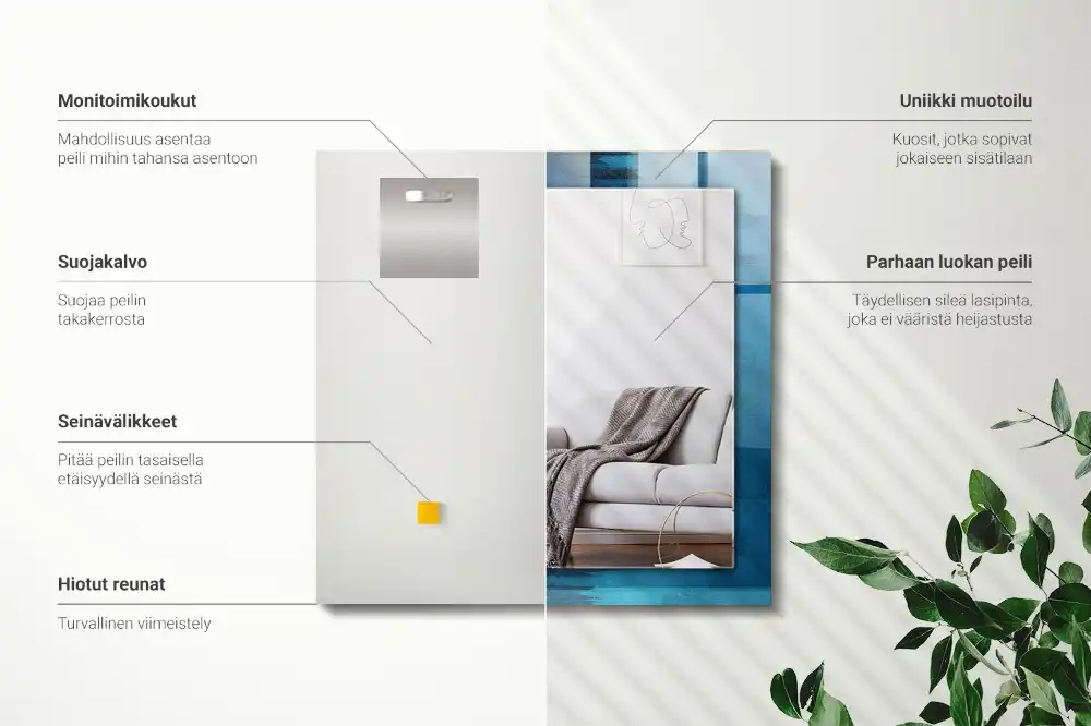 Rectangular mirror print Abstract blue art