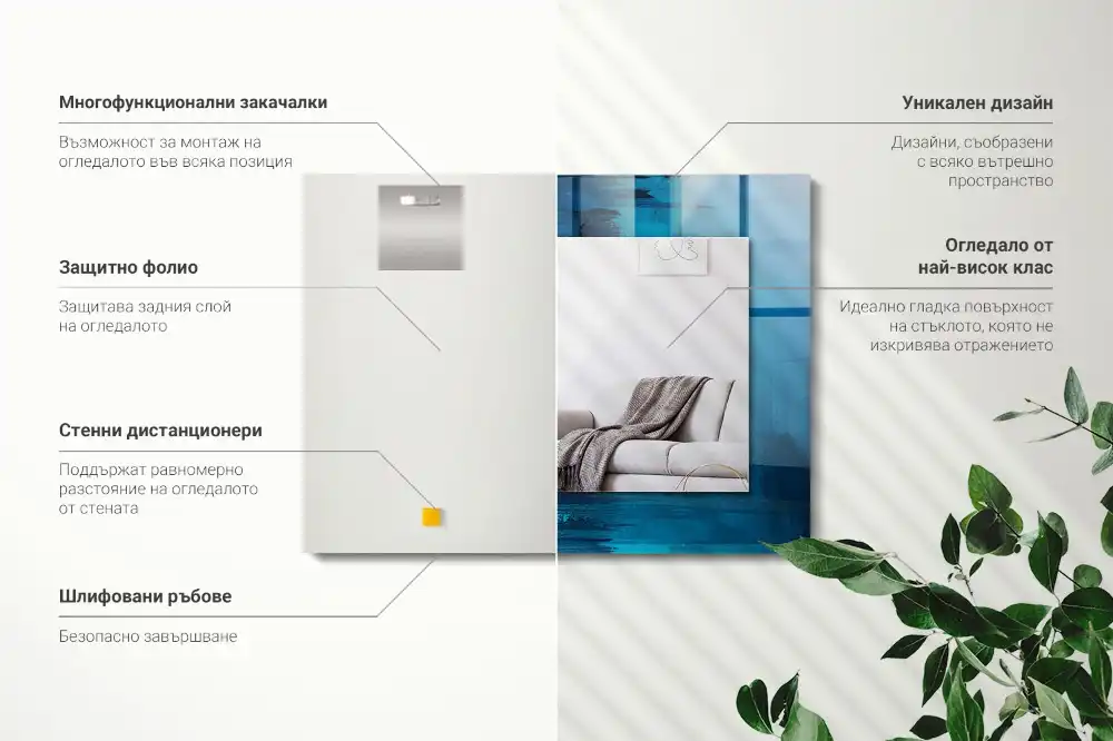 Rectangular mirror print Abstract blue art