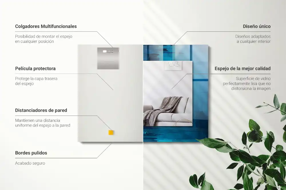 Rectangular mirror print Abstract blue art