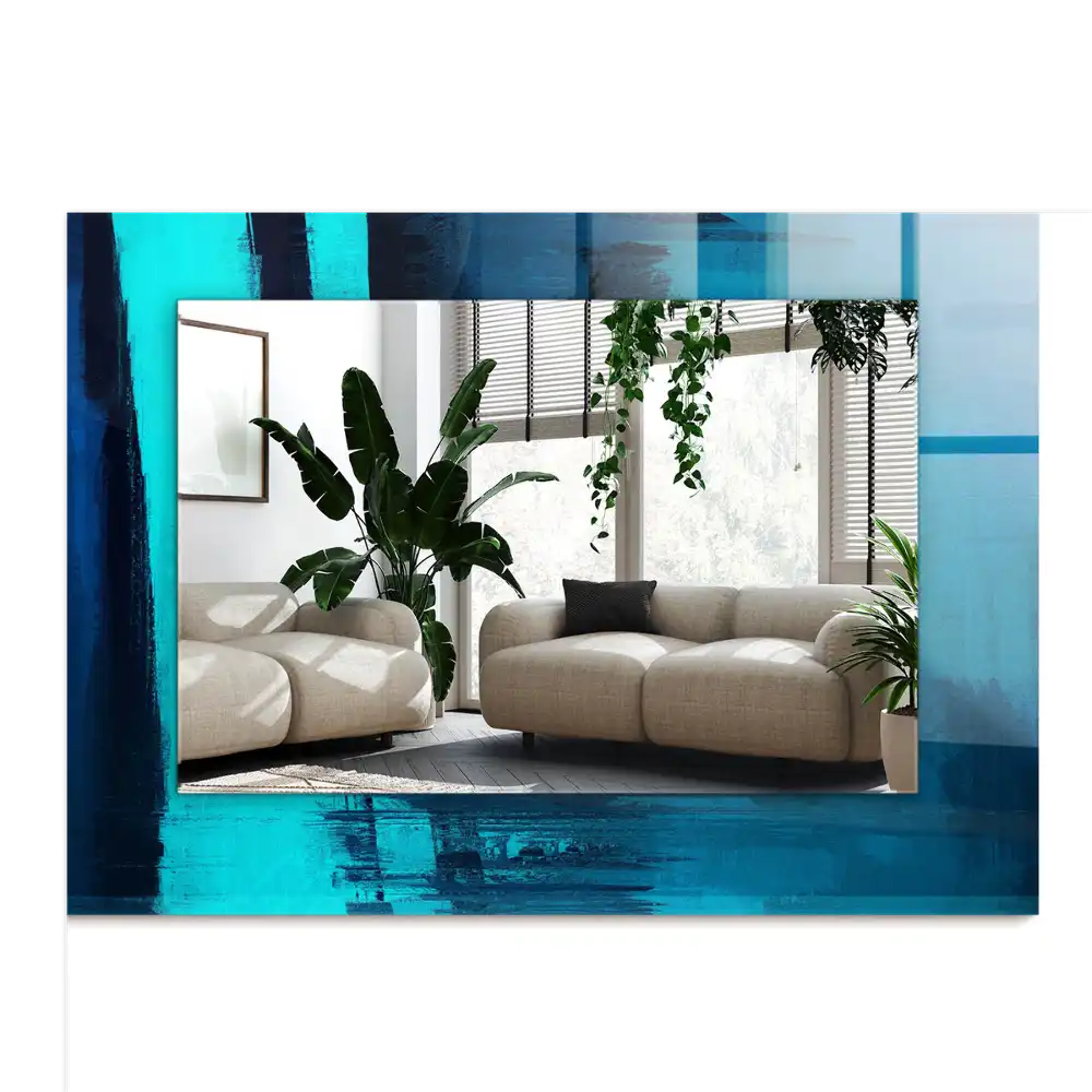 Rectangular mirror print Abstract blue art