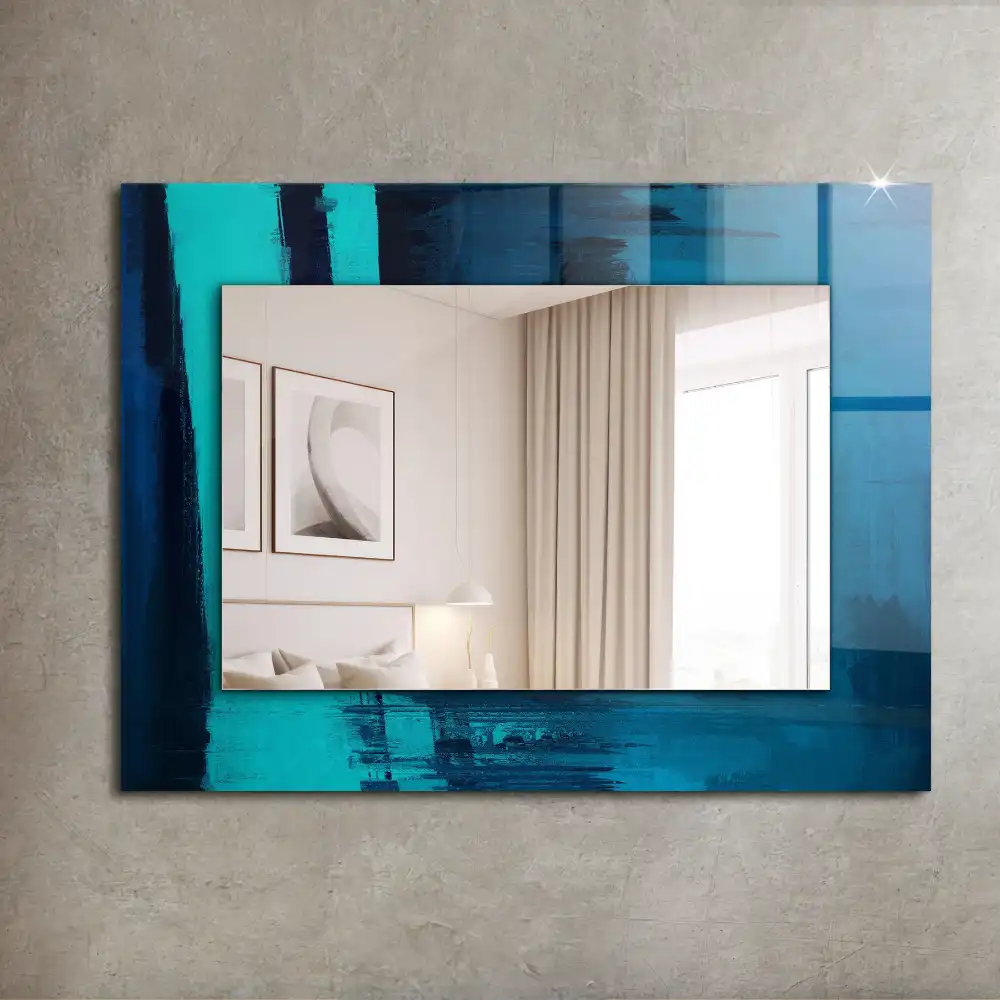 Rectangular mirror print Abstract blue art