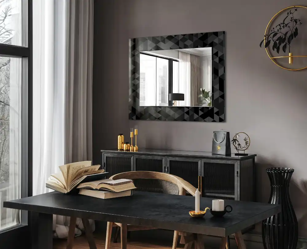 Rectangle decorative mirror Black and gray triangles