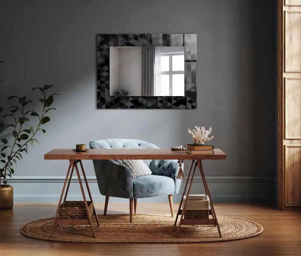 Rectangle decorative mirror Black and gray triangles