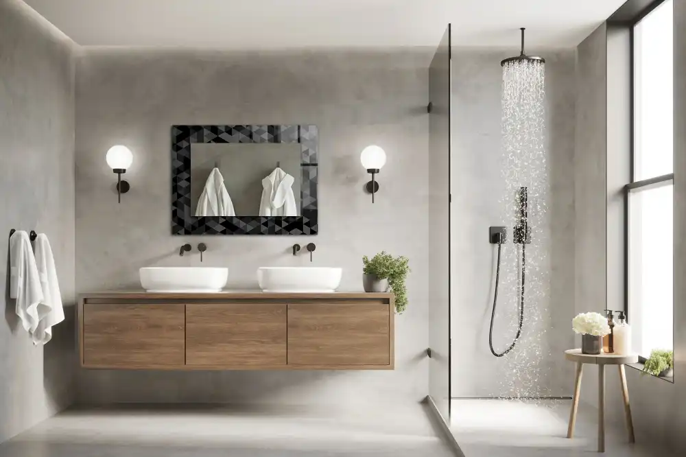 Rectangle decorative mirror Black and gray triangles