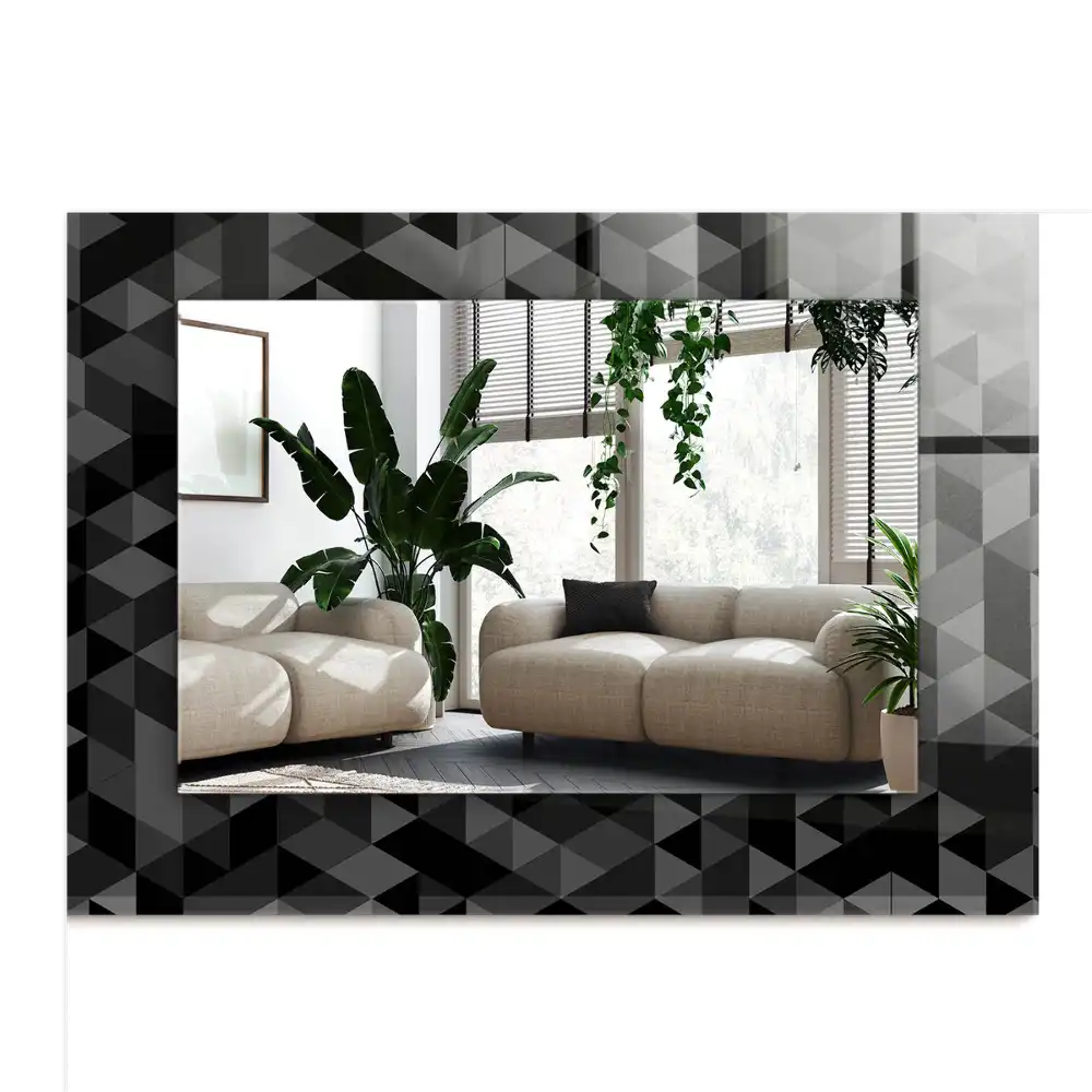 Rectangle decorative mirror Black and gray triangles