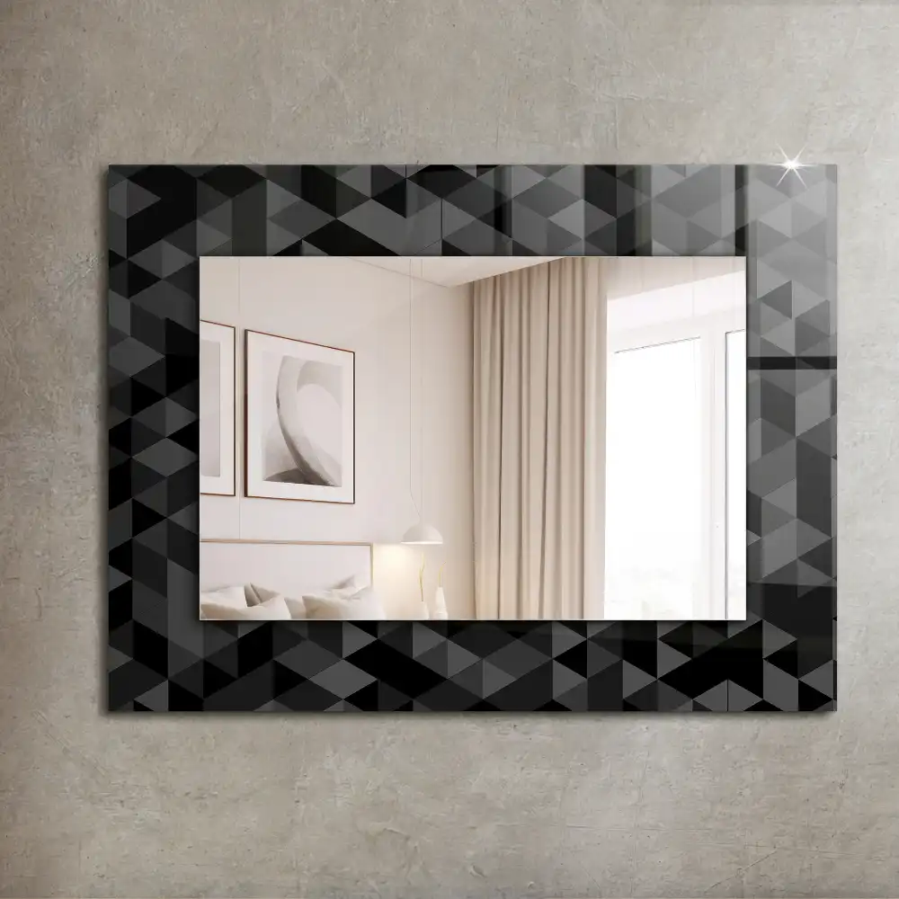 Rectangle decorative mirror Black and gray triangles