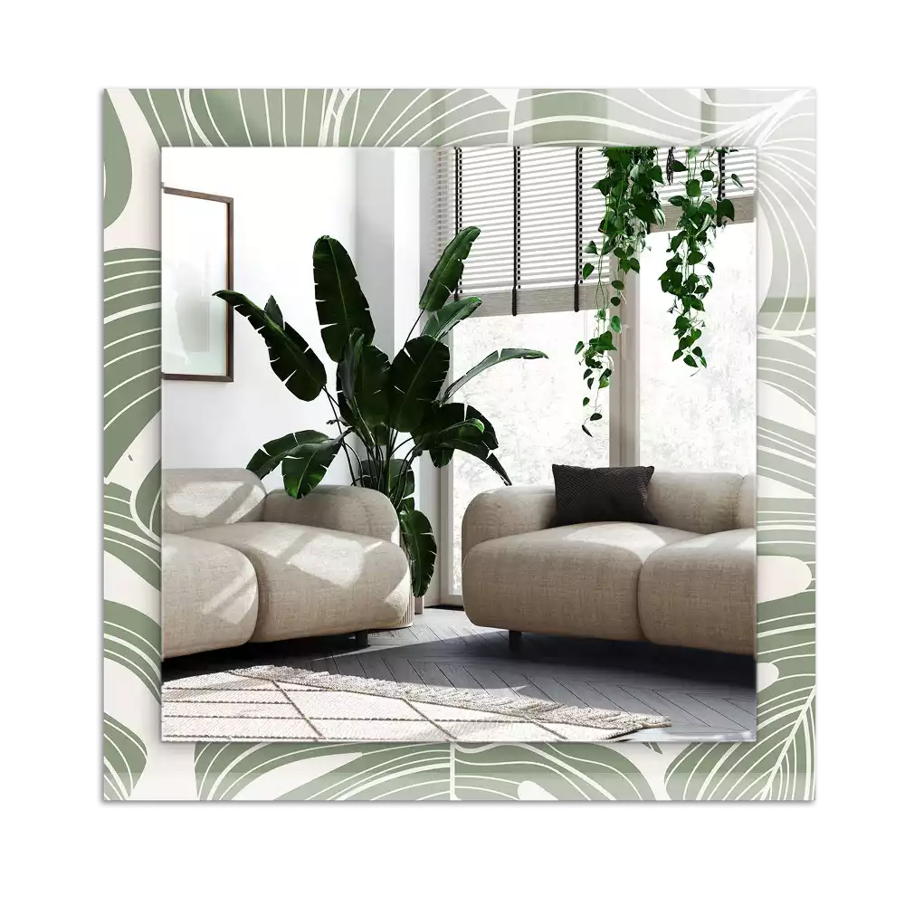 Rectangular wall mirror design Monstera leaves
