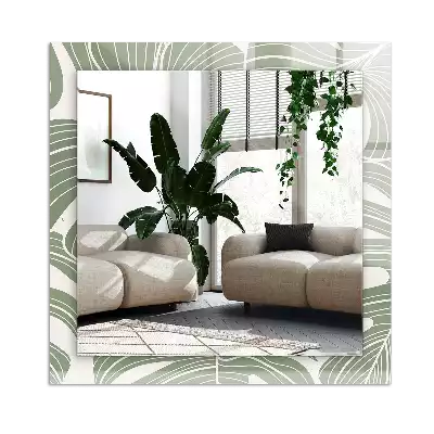 Rectangular wall mirror design Monstera leaves
