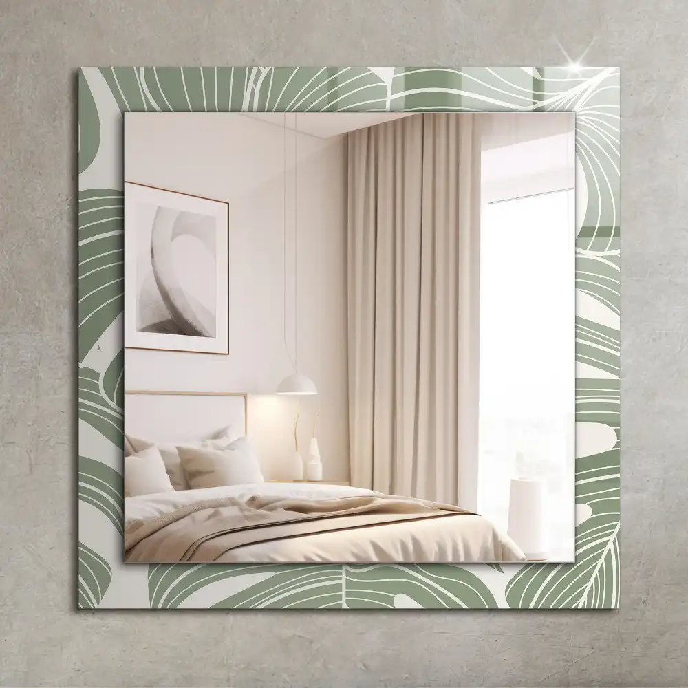 Rectangular wall mirror design Monstera leaves