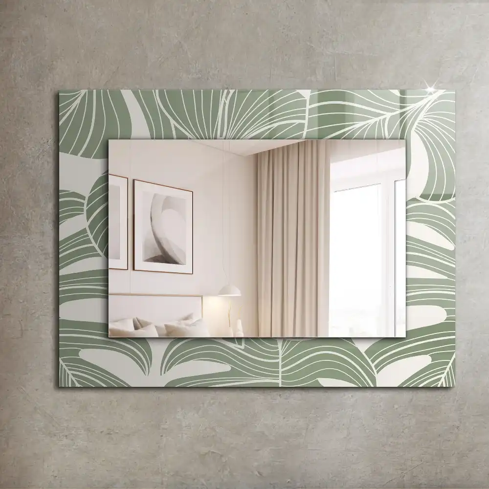 Rectangular wall mirror design Monstera leaves