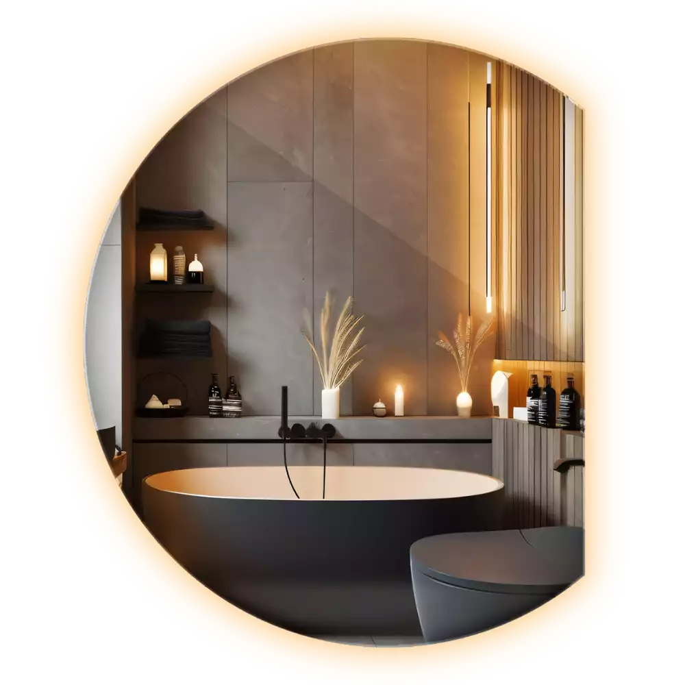 Mirror semicircle spectacular with LED