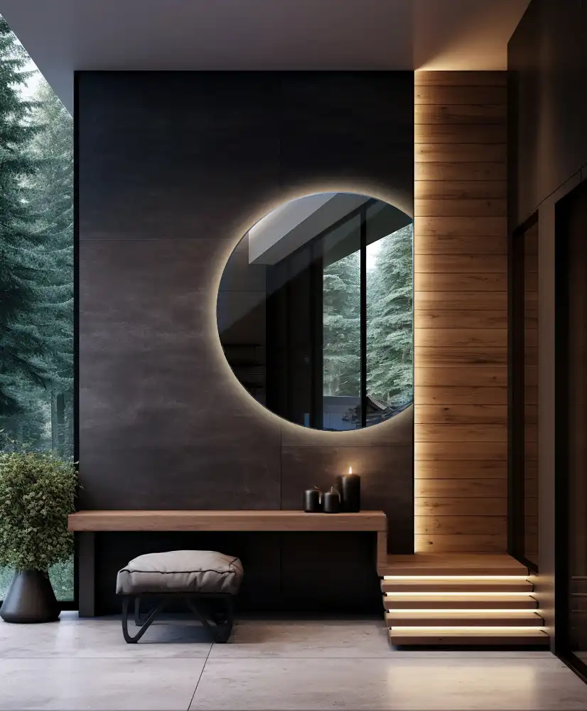 Mirror semicircle spectacular with LED