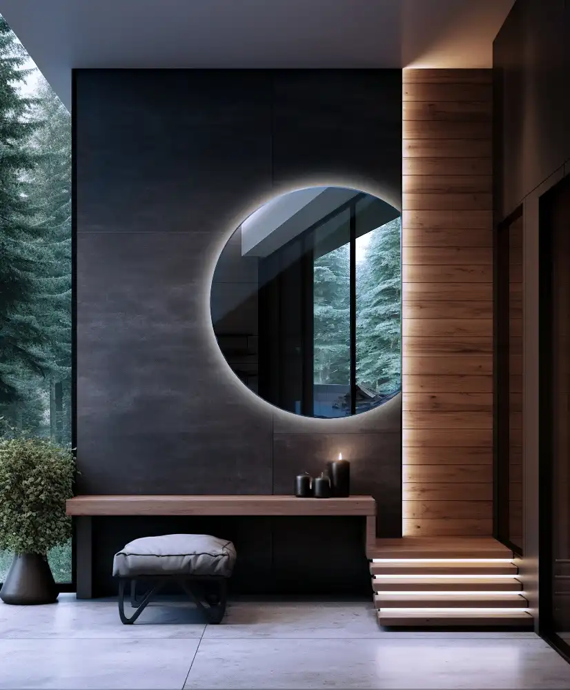 Mirror semicircle spectacular with LED