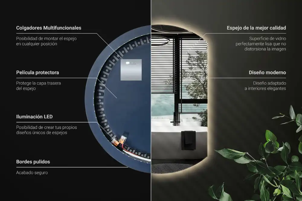 Mirror semicircle spectacular with LED