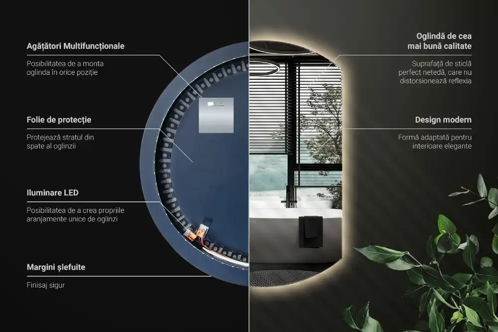 Mirror semicircle spectacular with LED