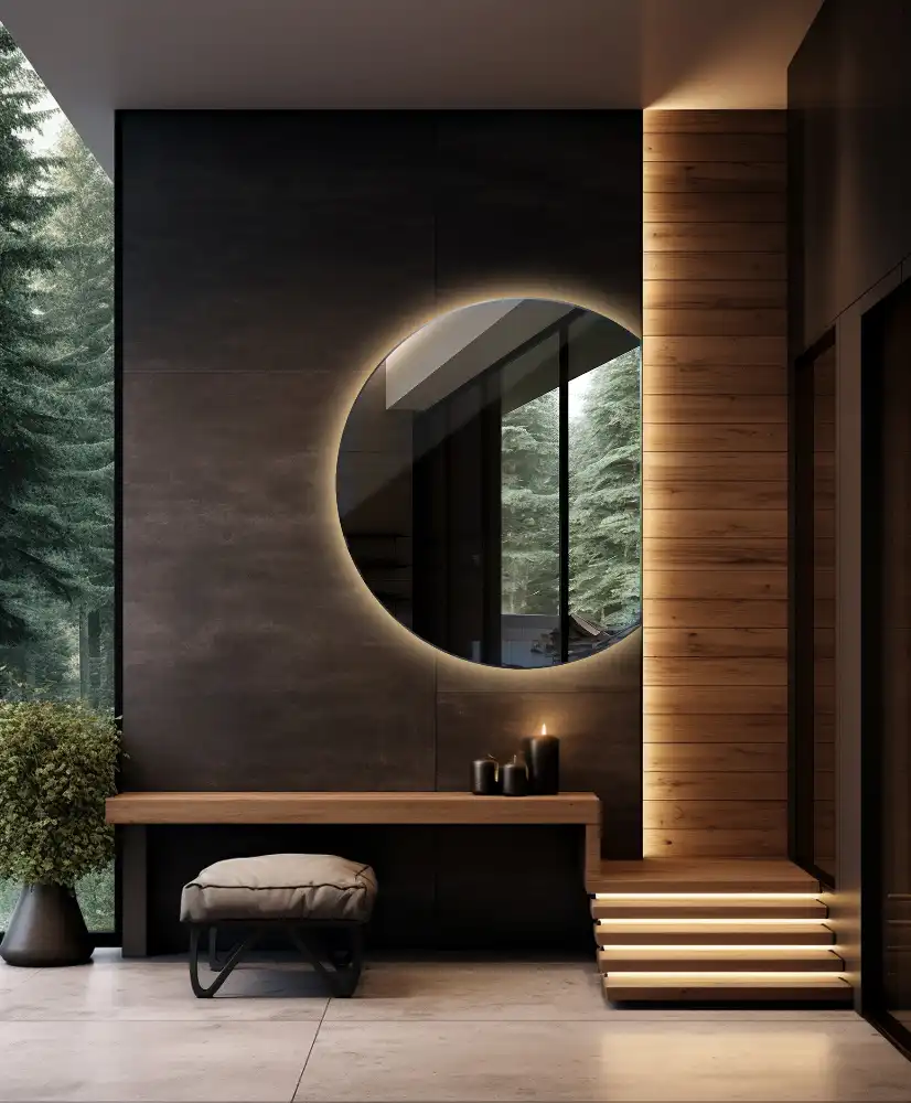 Mirror semicircle spectacular with LED