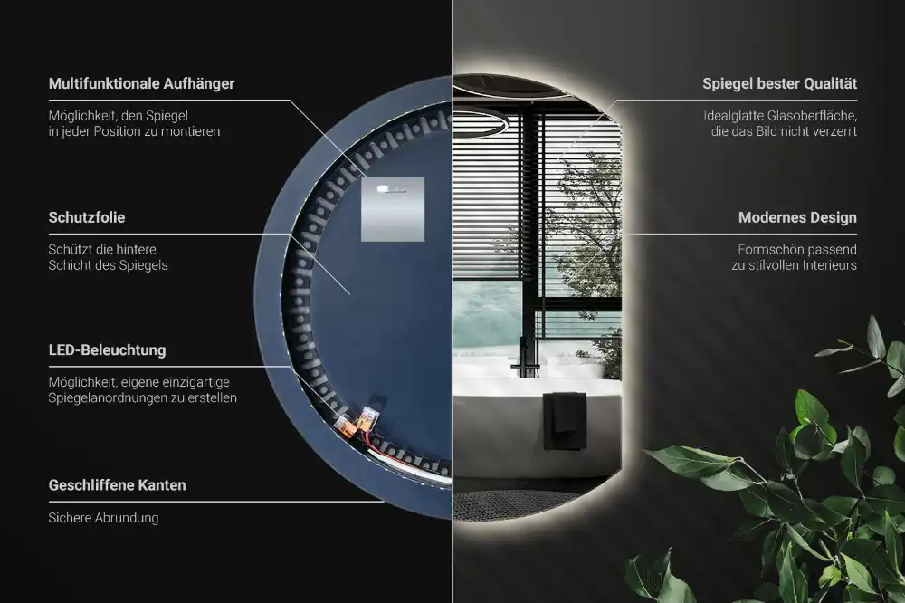 Mirror semicircle spectacular with LED