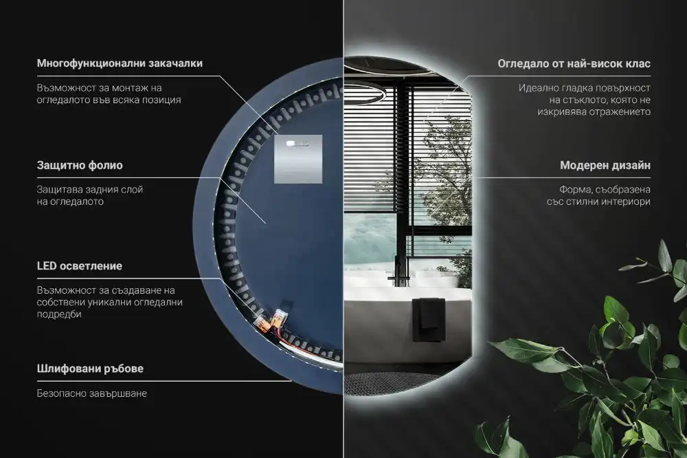 Mirror semicircle spectacular with LED