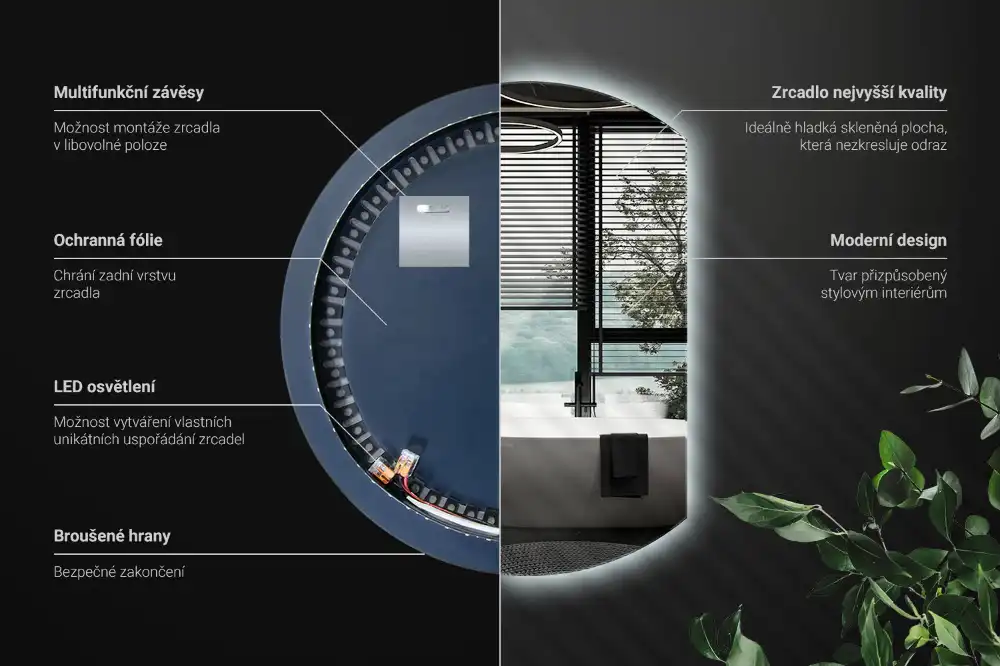 Mirror semicircle spectacular with LED