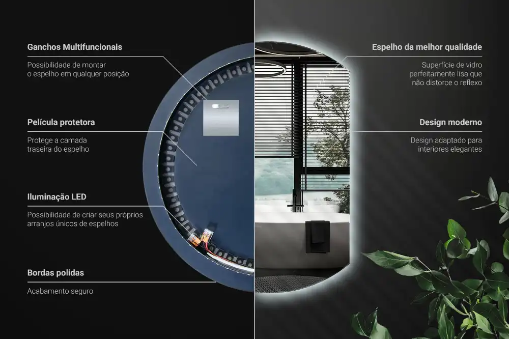 Mirror semicircle spectacular with LED