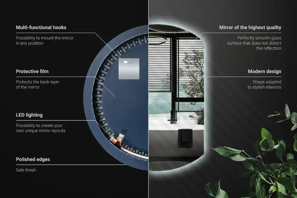 Mirror semicircle spectacular with LED