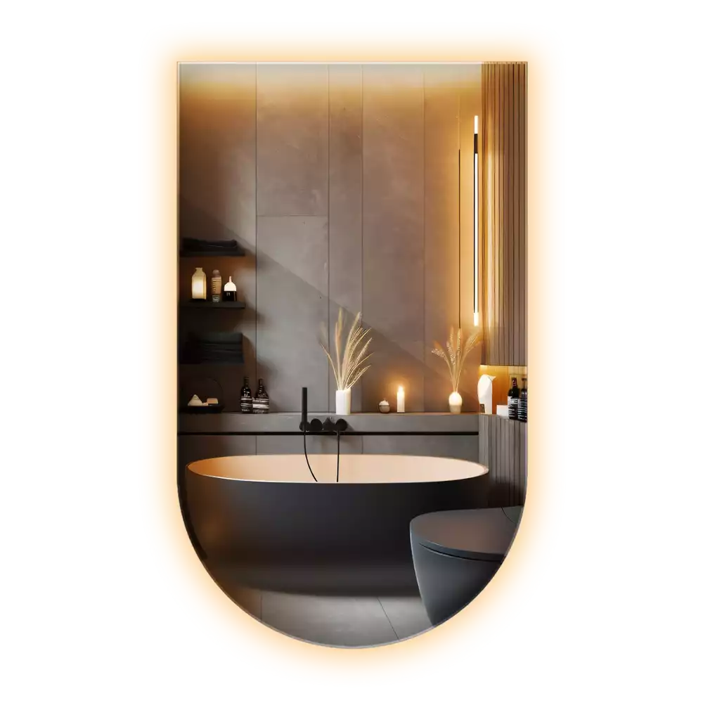 Arched mirror LED light