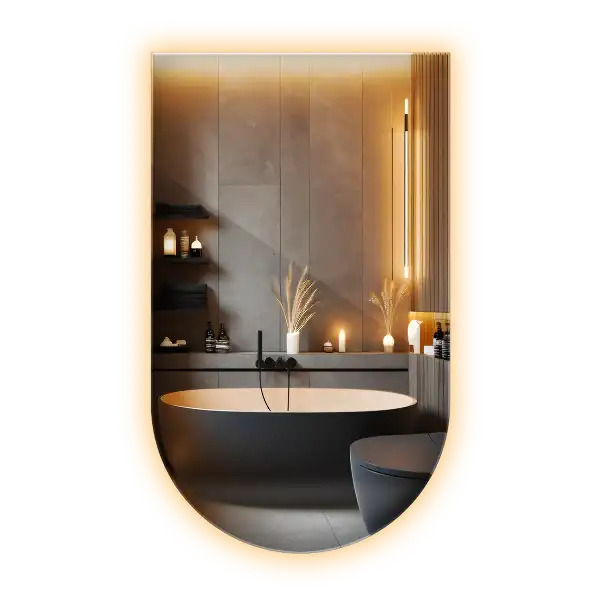 Arched mirror LED light