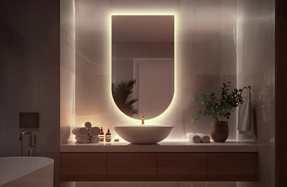 Arched mirror LED light