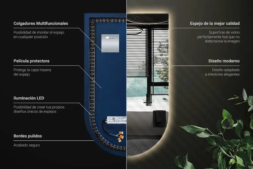 Arched mirror LED light