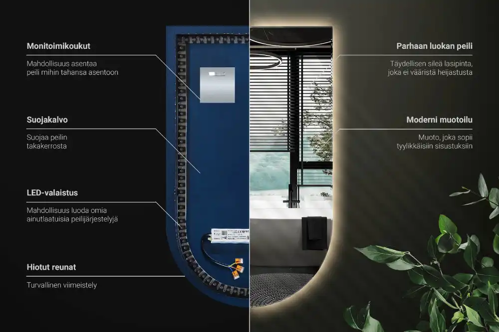 Arched mirror LED light