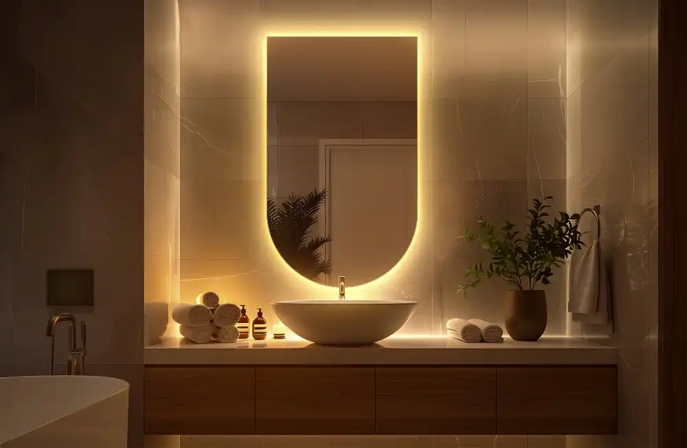 Arched mirror LED light